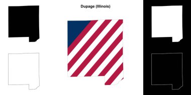 Dupage County (Illinois) outline map set clipart