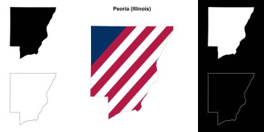 Peoria County (Illinois) outline map set clipart