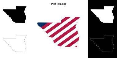 Pike County (Illinois) outline map set clipart