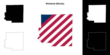 Richland County (Illinois) outline map set clipart