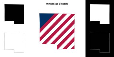 Winnebago County (Illinois) outline map set clipart
