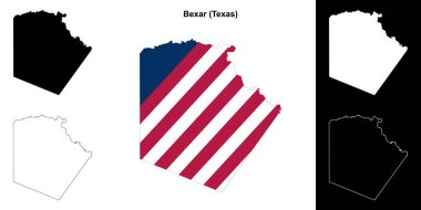 Bexar County (Texas) outline map set clipart