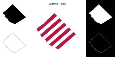 Caldwell County (Texas) outline map set clipart