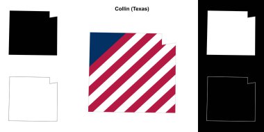 Collin County (Texas) outline map set clipart