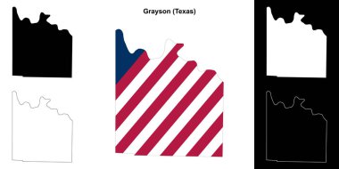 Grayson County (Texas) outline map set clipart