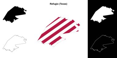 Refugio County (Texas) outline map set clipart