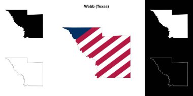 Webb County (Texas) outline map set clipart