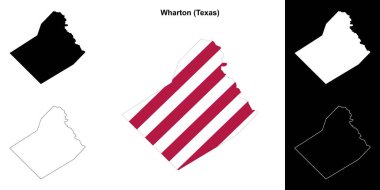 Wharton County (Texas) outline map set clipart