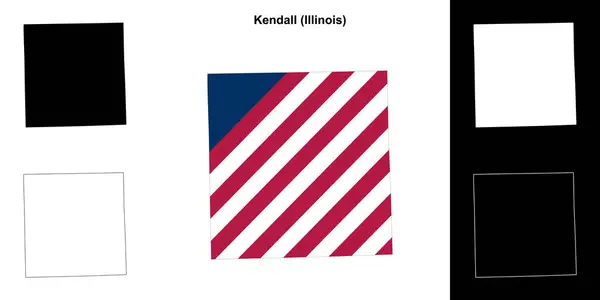 stock vector Kendall County (Illinois) outline map set