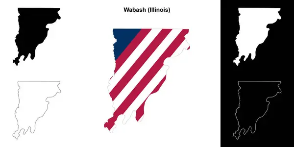 stock vector Wabash County (Illinois) outline map set