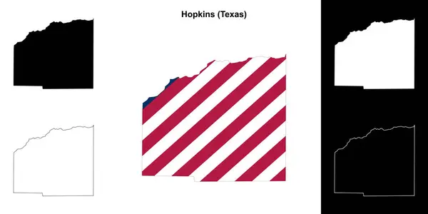 stock vector Hopkins County (Texas) outline map set