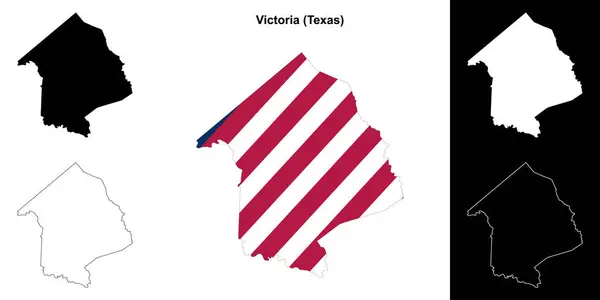 stock vector Victoria County (Texas) outline map set