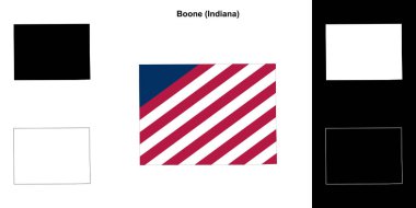 Boone County (Indiana) outline map set clipart