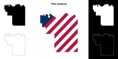 Pike County (Indiana) outline map set clipart