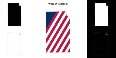 Wabash County (Indiana) outline map set clipart