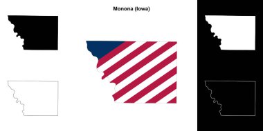 Monona County (Iowa) outline map set clipart