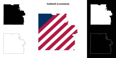 Caldwell Parish (Louisiana) outline map set clipart