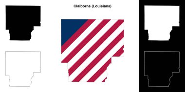 Claiborne Parish (Louisiana) outline map set clipart