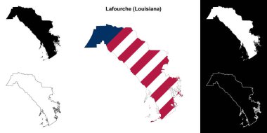 Lafourche Parish (Louisiana) outline map set clipart