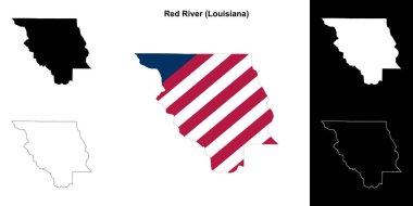 Red River Parish (Louisiana) outline map set clipart