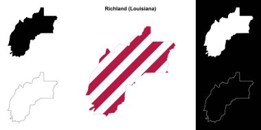 Richland Parish (Louisiana) outline map set clipart