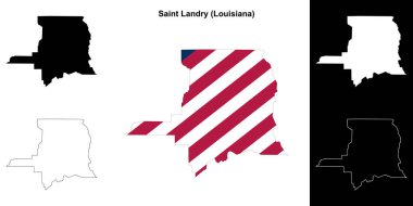 Saint Landry Parish (Louisiana) outline map set clipart
