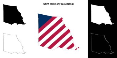 Saint Tammany Parish (Louisiana) outline map set clipart