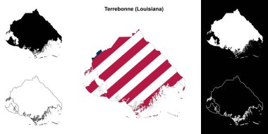 Terrebonne Parish (Louisiana) outline map set clipart