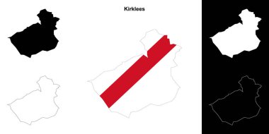 Kirklees blank outline map set clipart