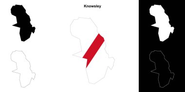 Knowsley blank outline map set clipart