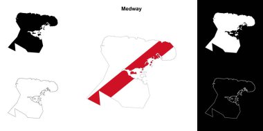 Medway blank outline map set clipart