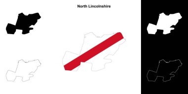 North Lincolnshire blank outline map set clipart