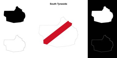 South Tyneside blank outline map set clipart