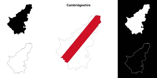 stock vector Cambridgeshire blank outline map set