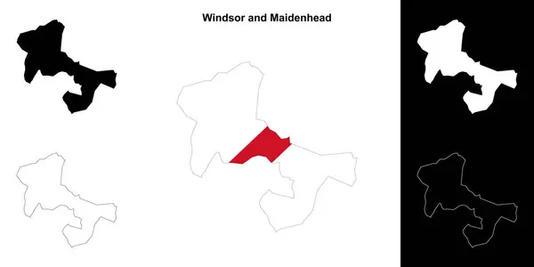 stock vector Windsor and Maidenhead blank outline map set