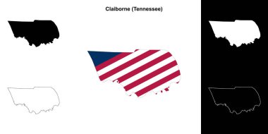Claiborne County (Tennessee) outline map set clipart