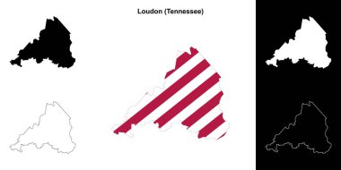 Loudon County (Tennessee) outline map set clipart