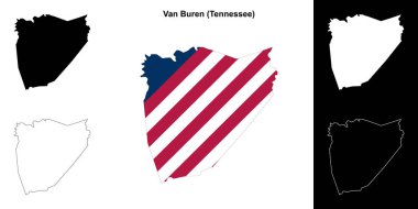 Van Buren County (Tennessee) outline map set clipart