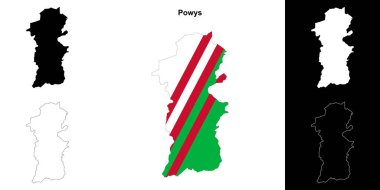 Powys boş çizgi haritası seti