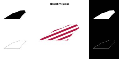 Bristol County (Virginia) outline map set clipart