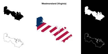Westmoreland County (Virginia) outline map set clipart