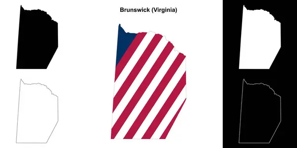 stock vector Brunswick County (Virginia) outline map set