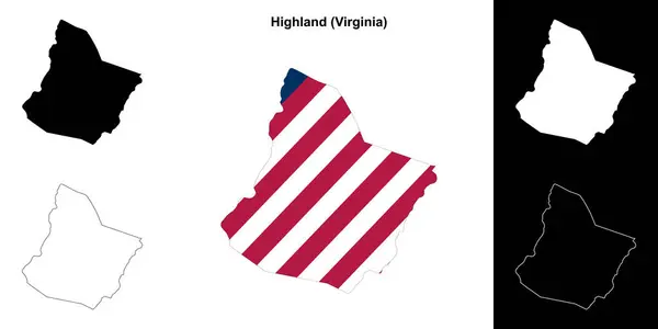 stock vector Highland County (Virginia) outline map set