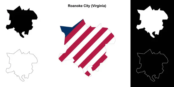 stock vector Roanoke City County (Virginia) outline map set