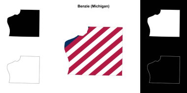 Benzie County (Michigan) outline map set clipart