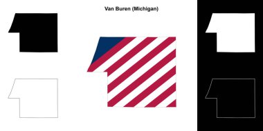 Van Buren County (Michigan) outline map set clipart