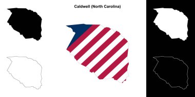 Caldwell County (North Carolina) outline map set clipart