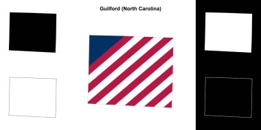 Guilford County (North Carolina) outline map set clipart