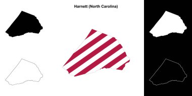 Harnett County (North Carolina) outline map set clipart