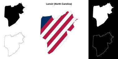 Lenoir County (North Carolina) outline map set clipart